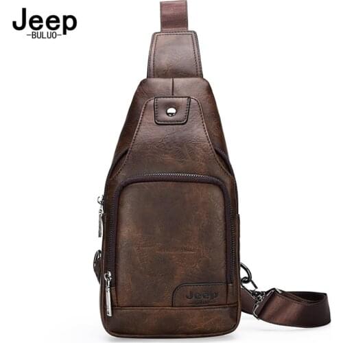 JEEP BULUO Crossbody Bags Men Fashion Casual Chest Pack Short Trip Messengers Chest Bag Water Repellent crossbody bag Male Young