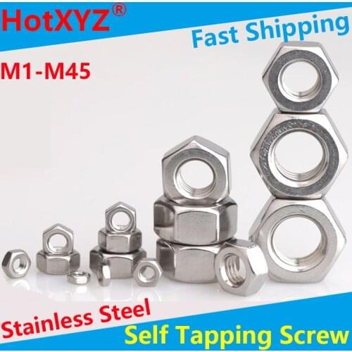 304 Stainless Steel Hexagonal Nuts Hex Nut Bolt Caps M1-M16 Spot