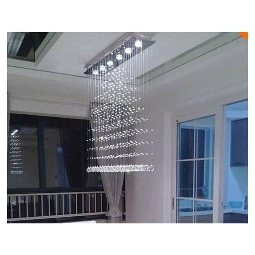 Modern 3/5/6 Heads LED Crystal Hanging Square Ceiling Lights Fixture Rain Drop Curtain Chandelier Ceiling Lamp Lustres De Teto