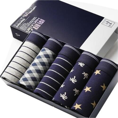 New 5Pcs/Lot Mens Panties Male Cotton Boxers Soft Breathable Underwear Men Cotton underpants Fashionable Underwear male Boxer