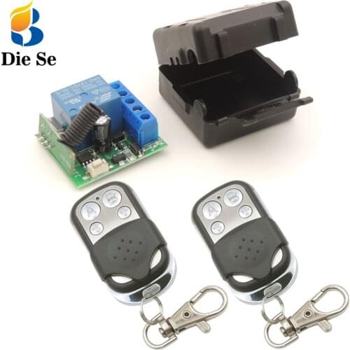 433Mhz Universal Wireless Remote Control Switch RF Relay 12V 10A 1CH Receiver and 4 button Transmitter for Lighting and Door