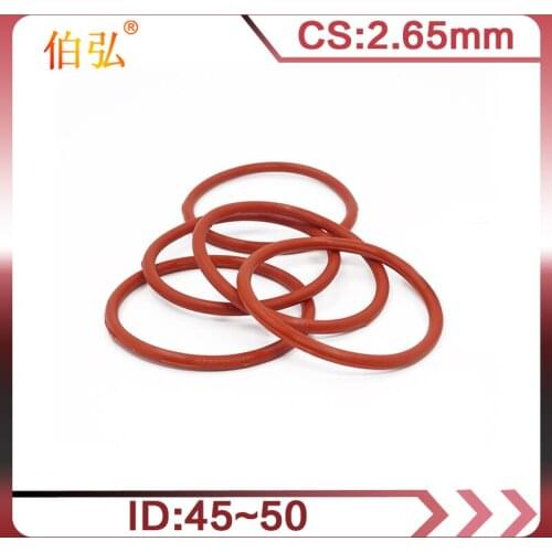 5PCS/lot Red Silicon O-Ring Silicone/VMQ CS2.65mm ID45/46.2/47.5/48.7/50mm Rubber O Ring Seal Gasket Rings Washer