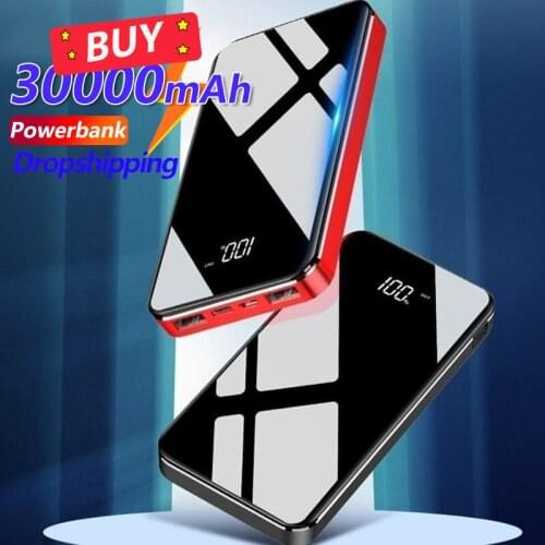 30000mAh Power Bank Portable Charger Phone External Battery LED Digital Display 2USB Fast Charging for Xiaomi Samsung IPhone