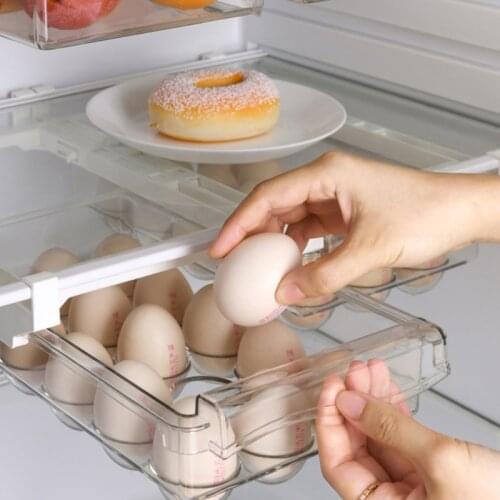 Eggs Refrigerator Organizer Bins With Handle Pull Out Fridge Drawer Organizer Freely Pullable Refrigerator Storage Box