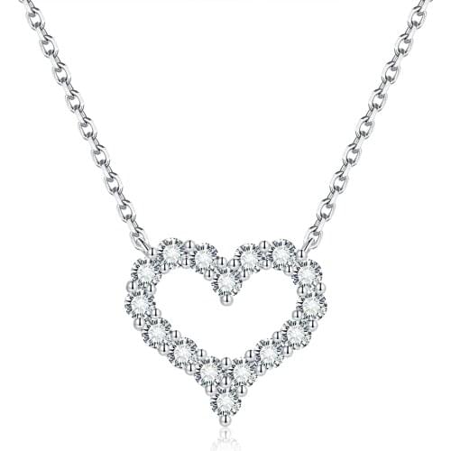 BOEYCJR 925 Silver Hollow Loving heart D color Moissanite 2.3mm 0.72ct Total VVS1 Pendant Necklace for Women