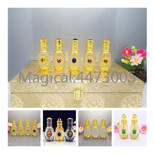 1/6/20pcs 12-15ml Empty Beauty Perfume Pigment Metal Bottle Essential Oil Glass Crystal Makeup Refillable Container High Quality