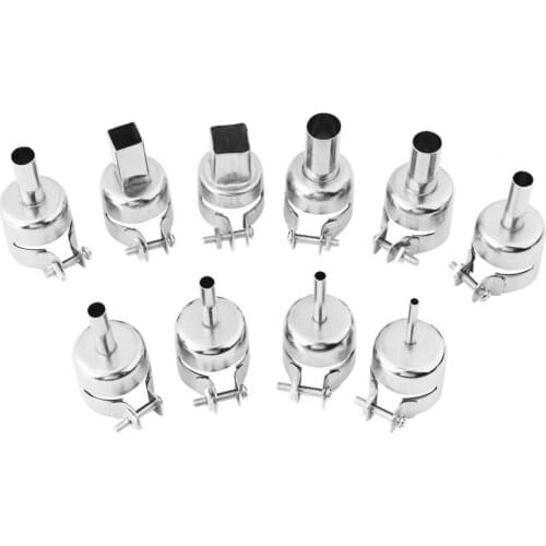Stainless Steel Nozzles 10pcs Set Heat Nozzles Kits For Hot Air Soldering Station Repair Tools