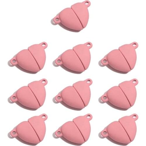 667E 10 Pcs Magnetic Connected Clasp Bead Heart Shaped Pendant Necklaces Lightweight Wishing Stone Couple Two Souls One Heart