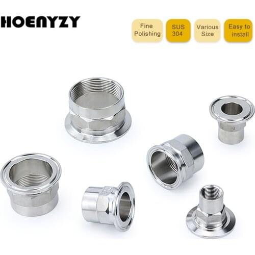 2PCS 1/2" 3/4" 1" 1-1/4" 1-1/2" 2" Stainless Steel 304 Sanitary Female Thread Hex Ferrule Pipe Fitting Tri Clamp Hexagonal Type
