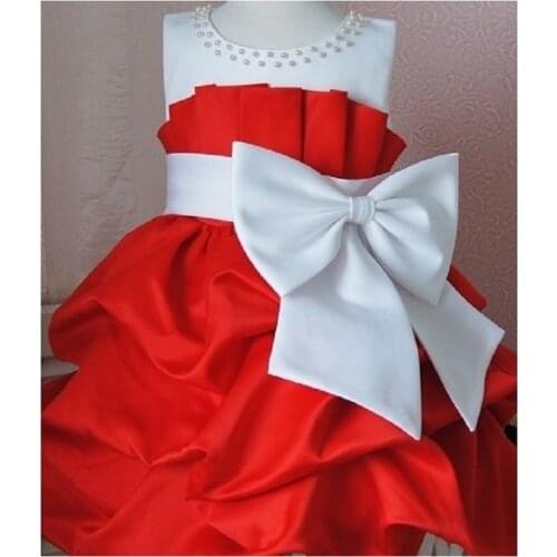 2020 Pearl Big Bow Baby Girls Dresses Kids TuTu Dress Children Princess Dresses Girls Clothes Sundresses Wedding Party Gown
