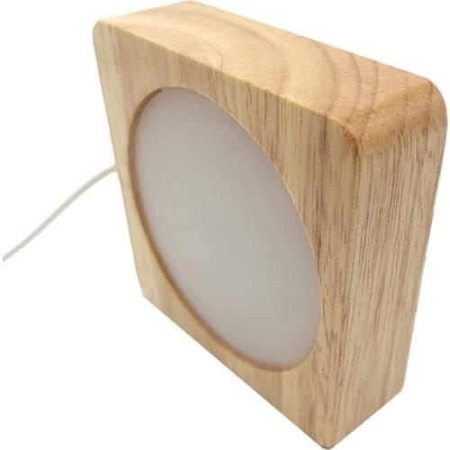 3D LED Night Light Bedroom Decoration Small Table Lamp USB 3D Crystals Glass Resin Art Ornaments Wooden Base Stand Creative K9FB