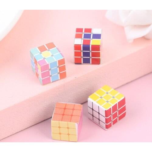 4Pcs/Set Miniature Puzzle Cube Game Toy Dollhouse Mini Furniture Accessory Imitation Doll Toy For Kid Gift