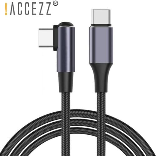 !ACCEZZ Elbow 100W USB Type C to USB C Cable Quick Charge 4.0 PD Fast Charger for MacBook Pro Air Samsung S10 S20 Xiaomi Huawei
