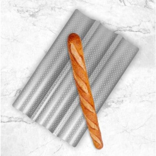 3 Grid Silver Baguette Mold Baking Oven With Long Baguette Mold With Air Holes Home Baking Pan Non-stick Plate Bakeware