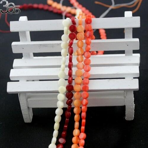 Free Shipping 6MM 100% Natural Cute Bail Coin Red White Coral Spacer Loose Jewelry Making Beads Strand 15"