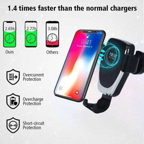 Wireless Car Charger Qi Fast Wireless Charging Car Mount Gravity Linkage Air Vent Phone Holder for iPhone X Aug28