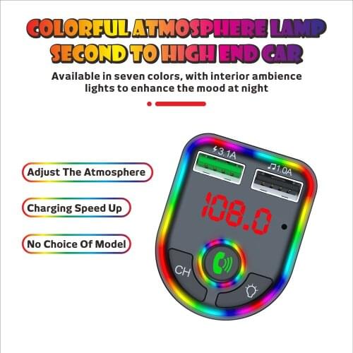 Bluetooth-Compatible 5.0 FM Transmitter Car Kit MP3 Modulator Music Player Wireless Handsfree Audio Receiver USB Fast Charger