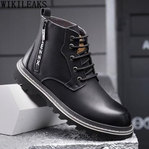 Ankle Boots 2021 Black Martin Boots for Men Male Leather Casual Shoes Man Outdoor Shoes Man Winter Boots Men Zapatillas Hombre