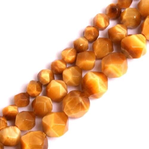 6-12mm Round Faceted Yellow Tiger Eye Beads Natural Stone Beads For Jewelry Making Beads Bracelets 15'' DIY Beads Trinket