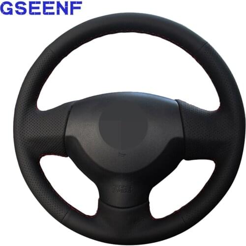 Car Steering Wheel Cover For Mitsubishi Outlander 2013-2006 ASX Lancer X 10 2015-2007 Black Hand-stitched Genuine Leather