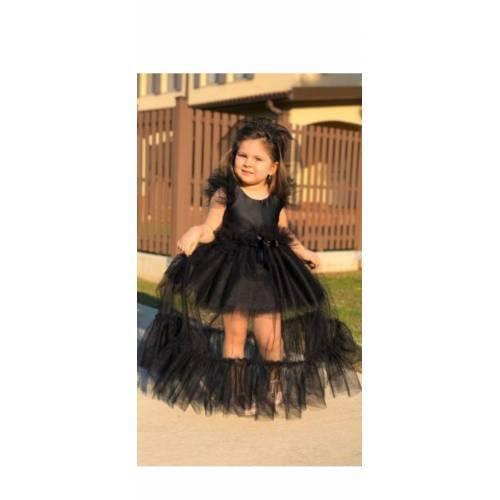 Long Skirt Gauze Female Child Evening Dress (34) 2-3-3-4-5-6-7-8-9 MOURNING BLACK BABY KZI 'S NEW YEAR WEDDING BIRTH GUNU PARTY celebration