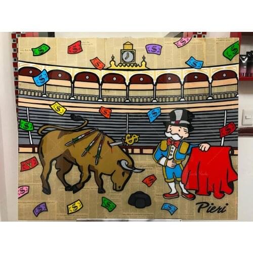 Home decor graffiti art Mike Mozart Unclehand bullfighting painting canvas painting picture room wall art