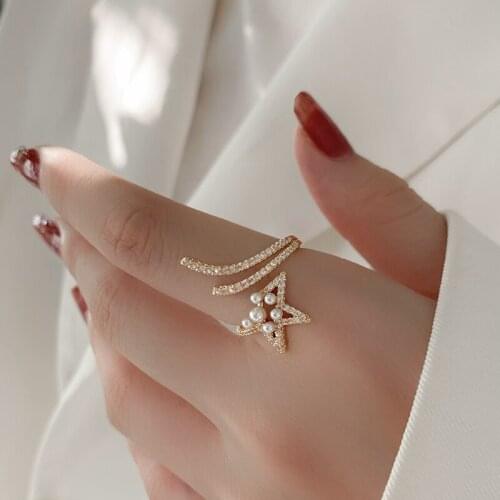 European and American Fashion Incomplete Star Shape Gold Open Rings For Woman 2021 New Girls Fashion Accessories Korean Jewelry