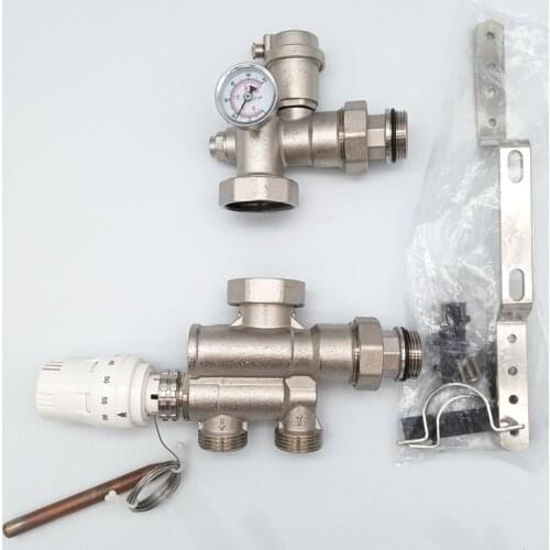 G1" Mixing Valve Mixing Unit Control Group connected to distribution manifold used in Underfloor Heating