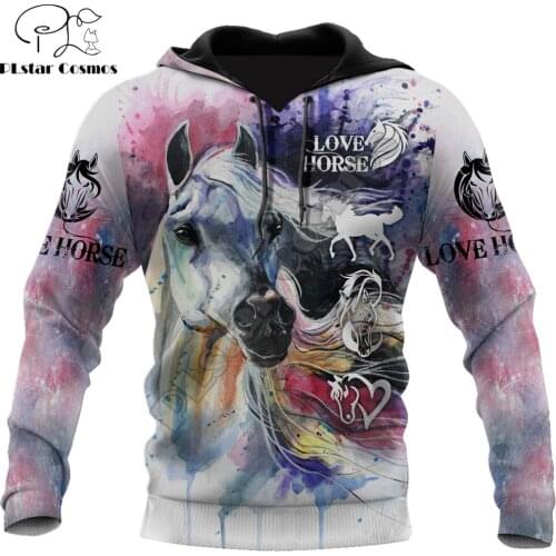 Horse Painting Colorful 3D All Over Printed Autumn Men Hoodies Unisex Casual Zip Pullover Streetwear sudadera hombre DW0483