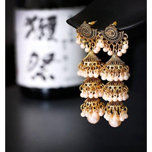 Indian Jhumka Earrings For Women Girl Long/Big Earring Unusual Vintage Kolczyki Bell Piercing Woman Pendant Jewelry Couple Gift