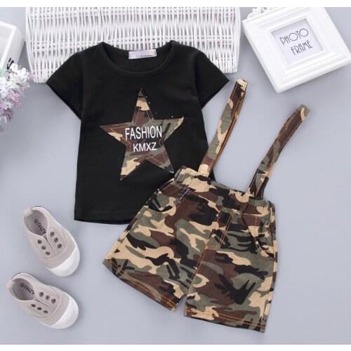Boys summer clothing sets children fashion cotton t-shirts bib shorts 2pcs tracksuits for baby boy toddler overall suits outfits