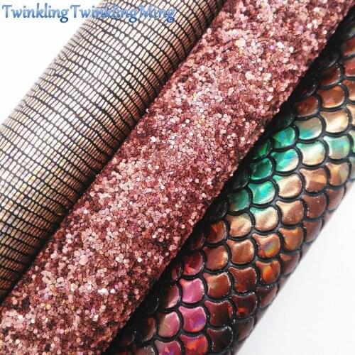 BROWN Glitter Fabric, Mermaid Lizard Faux Leather Fabric, Synthetic Leather Fabric Sheets For Bow A4 8"x11" Twinkling Ming XM331