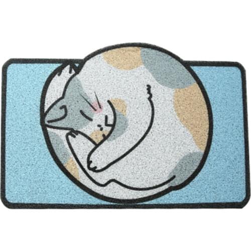 Cat Cartoon Sand Scraping Dust Door Entrance Welcome Mat Hallway Bath Non-slip Rug Dust Removal Carpet Wire Loop Footpad Doormat