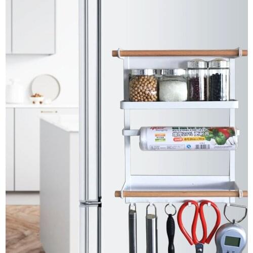 Magnetic Adsorption Refrigerator Side Rack Wall-mounted Multi-function Storage Holder Kitchen Paper Towel Shelf Rack Organizer