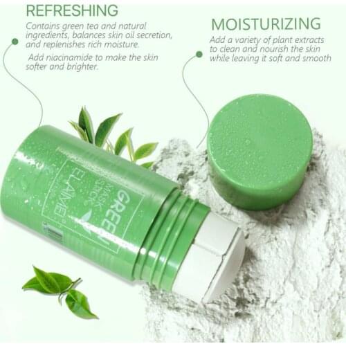 ELAIMEI Green Tea Stick Mask Eggplant Solid Mask Oil Control Deep Cleansing Blackhead Facial Mask Moisturizing Skin Care TSLM2