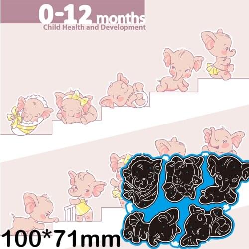 Cutting Dies 0-12 Months Little Elephant Baby Metal for DIY Scrapbooking Photo Album Embossing Paper Card