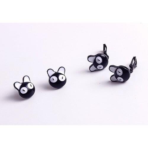 Cute little cat earrings female black earrings simple personality ear clip jewelry