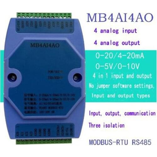 MB4AI4AO 4-channel 0-20MA / 4-20MA / 0-5V / 0-10V analog input and output acquisition module RS485 MODBUS