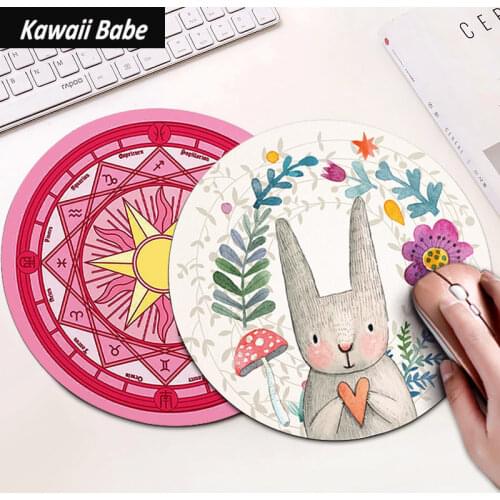Desk Mat Pads Mouse Pad Kawaii Round Celestial Soft Mat For Game Computer Cap Non-Slip Rubbe PC Waterproof Office MousePad 22cm