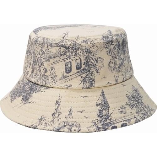 2021 Fashion Bucket-Hats Women Tie Dyed Sunscreen Fisherman Cat Cotton Fashion Anti-sun Floral Lady Panama Hat Hip Hop