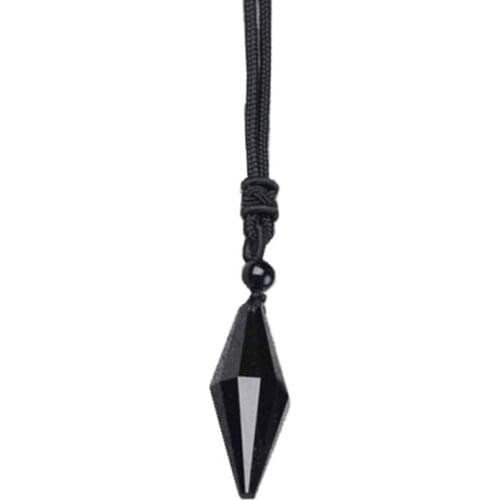 Black Obsidian Pendant Necklace Obsidian Star Pendant Lucky Crystal Jewelry LX9E