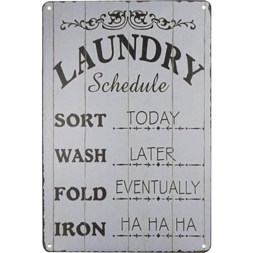 Laundry timetable Look Farmhouse wash Decorative Retro Metal Tin Sign Plaque Poster Wall Decor Art Shabby Chic Gift