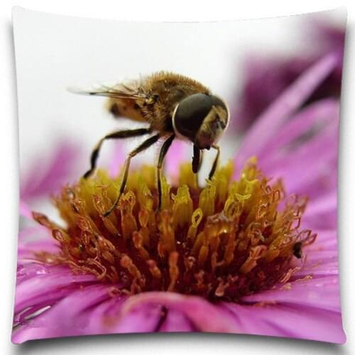 Industrious Bee and flowers Square Cushion cover Cotton polyester bedroom/chair/car/sofa seat