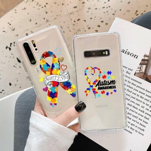 Puzzle Autism Awareness Phone Case Transparent for Huawei P20 P30 P40 lite pro P smart 2019 honor 8x 10i