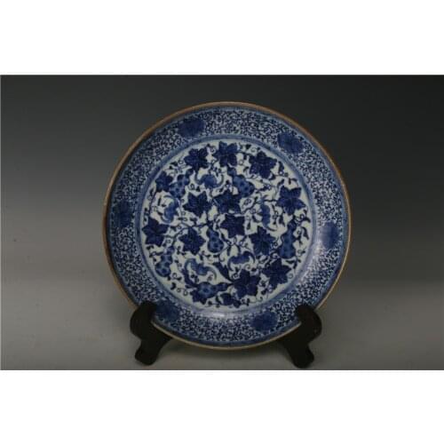 Rare Qing Dynasty porcelain white and blue plate,gourd, best collection & adornment, Free shipping