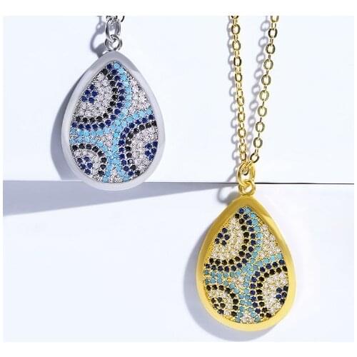 Evil eye multicolor micro pave cz zircon cubic zirconia necklace copper Clavicle gold plated Snake Chain Choker Pendant etfg2