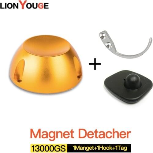 Super Luxury Gold Golf Tag Remover super magnet detacher Eas Hard Tag clothes store Detacher 13000gs with hook and tag