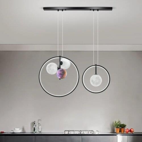 Led Planet Pendant Lights Modern Iron Hanging Lamp For Dining Room Bedroom Nordic Home Decor Dining Table Luminaire Suspension