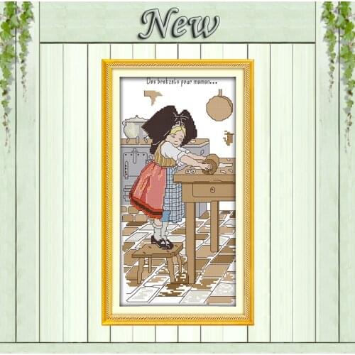Learn to do pastry cartoon girl decor paintings Counted printed on canvas 14CT 11CT Cross Stitch Needlework kits Embroidery Sets
