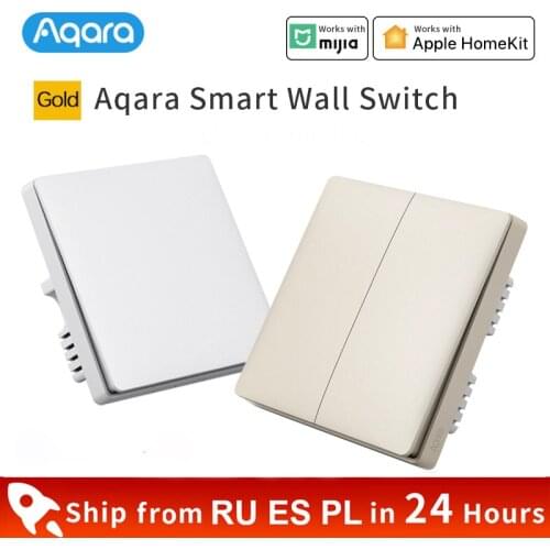 Xiaomi Aqara Smart Wall Switch Mi Zigbee Wireless Switch With No Neutral Smart Light control Gold Switch Fire Wire Gloden Switch